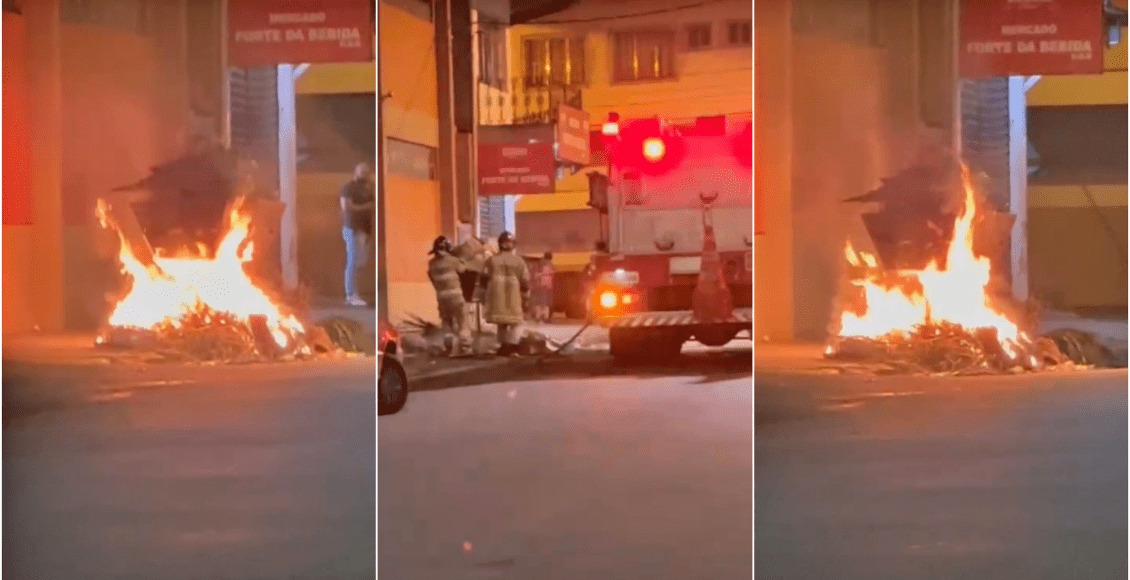 Vídeo: Bombeiros são acionados para apagar fogo em lixeira em Friburgo