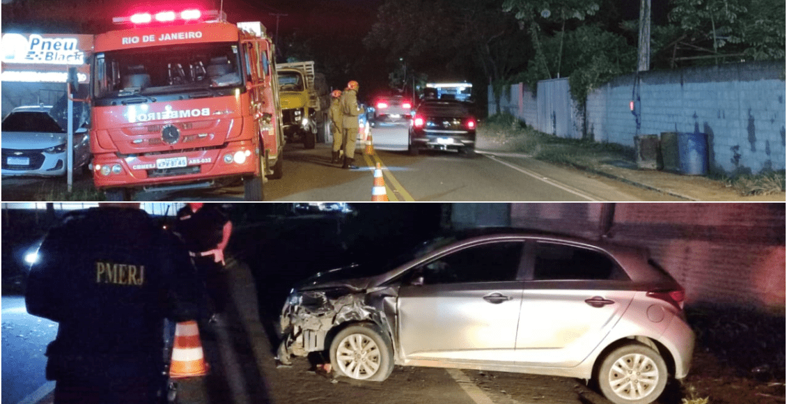 Motorista foge após colidir com caminhão e acaba preso em Aperibé