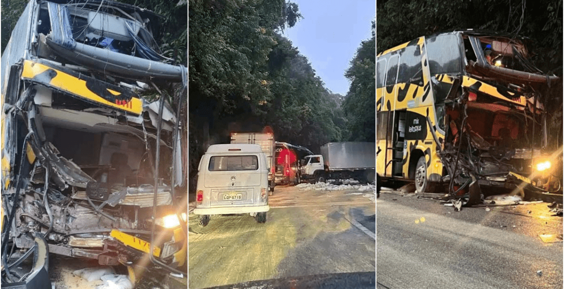 Serra de Petrópolis é liberada após acidente entre ônibus e caminhão