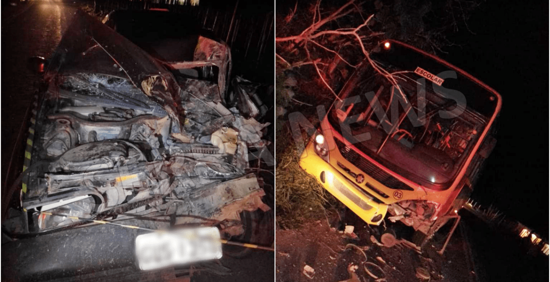 Grave acidente entre carro e ônibus escolar deixa um morto em Sumidouro