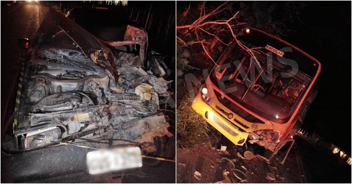 Grave acidente entre carro e ônibus escolar deixa um morto em Sumidouro