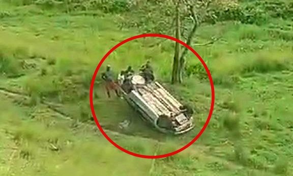 Motorista filma o próprio acidente após capotar carro em Cantagalo