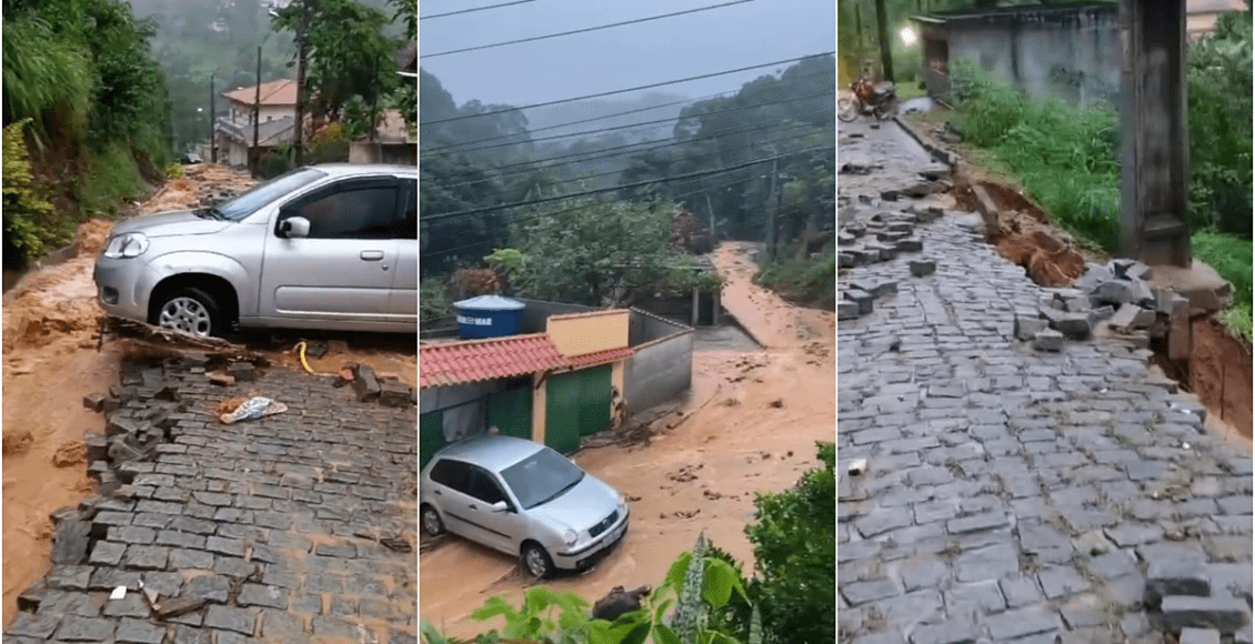 Vídeo: Enxurrada arrasta carros e assusta moradores de Bom Jardim