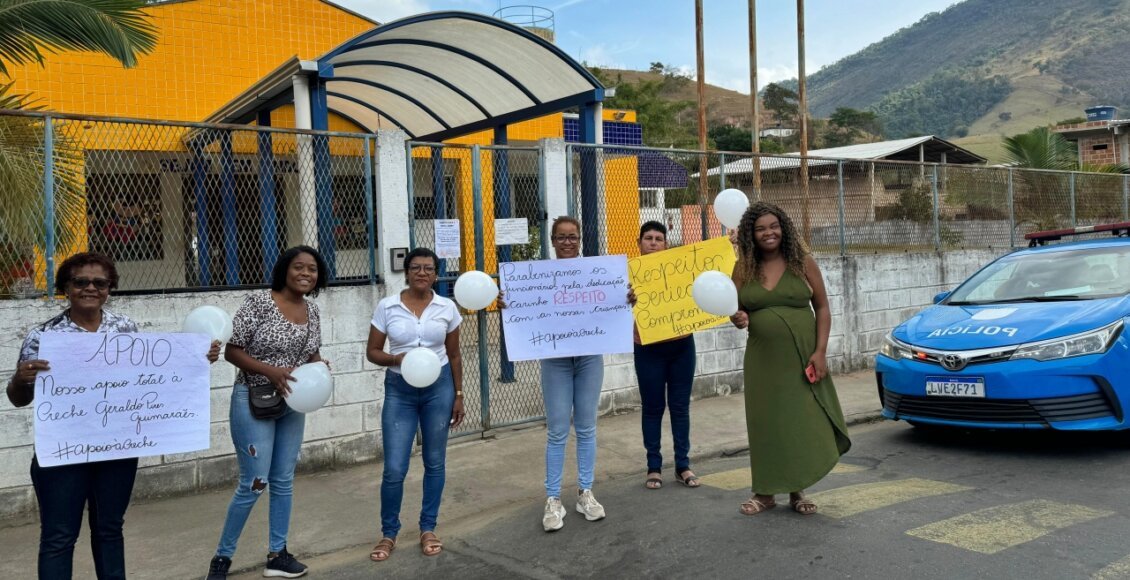 Mães de alunos fazem manifestação a favor de creche em Cantagalo