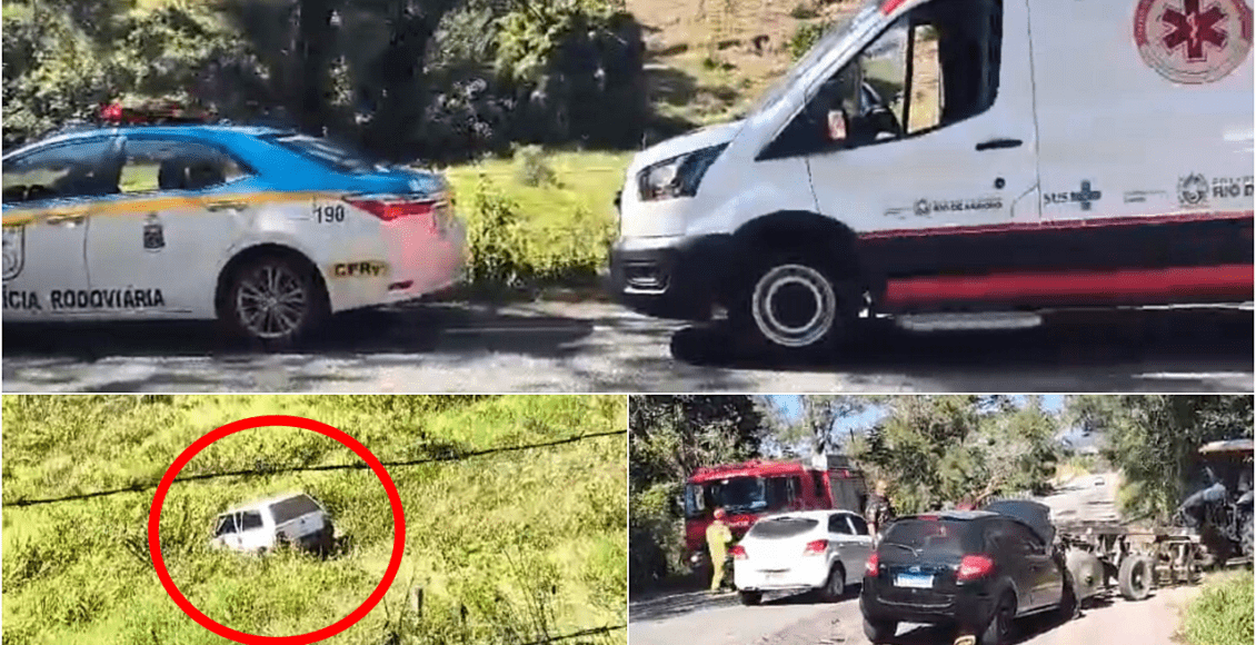 Acidente envolve três veículos na RJ-160 em Cantagalo