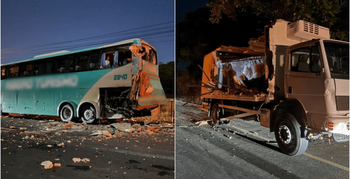 Miracema registra acidente entre ônibus de excursão e caminhão frigorífico