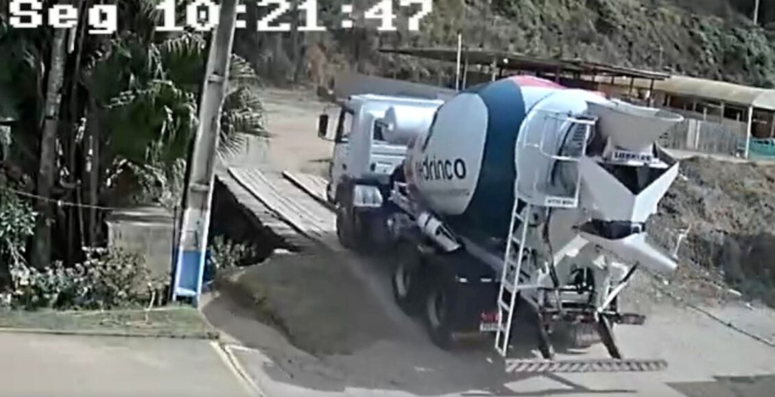 Vídeo mostra momento que ponte desaba com caminhão em Sumidouro