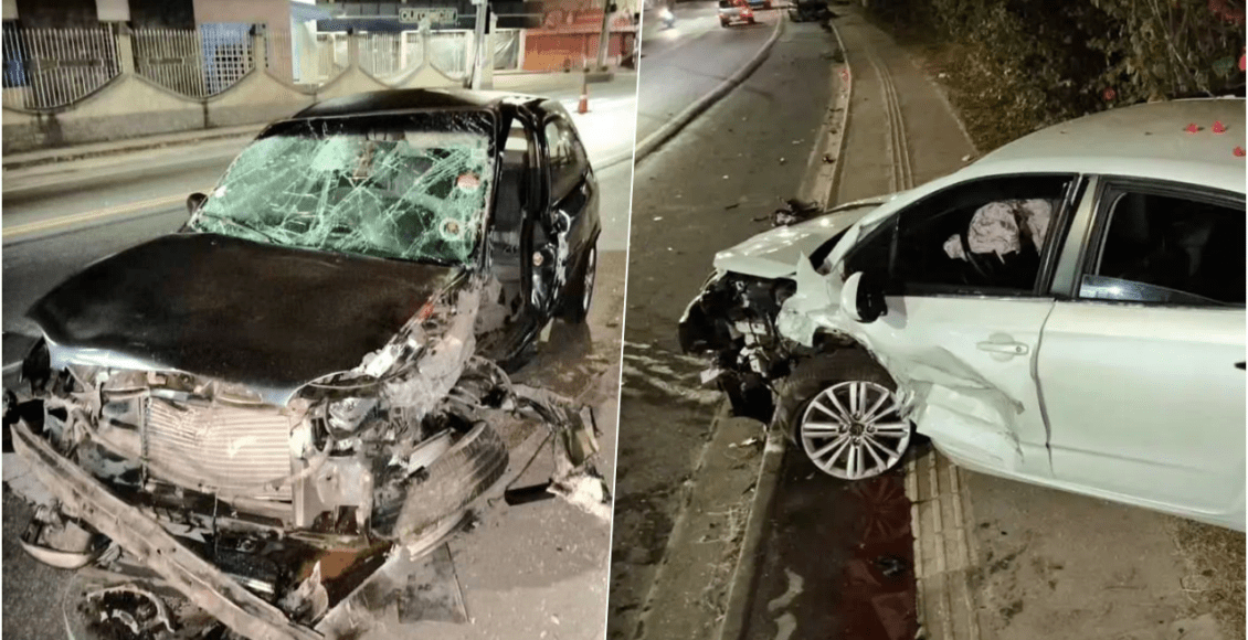 Dois carros ficam destruídos em grave acidente em Nova Friburgo