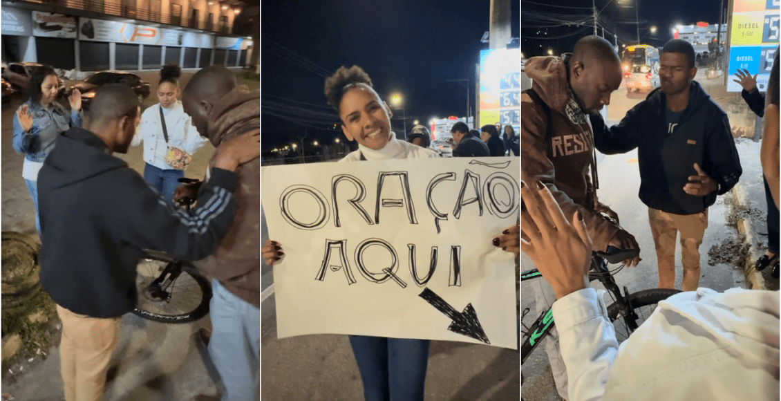 Grupo de cristãos oferta oração no trânsito de Nova Friburgo