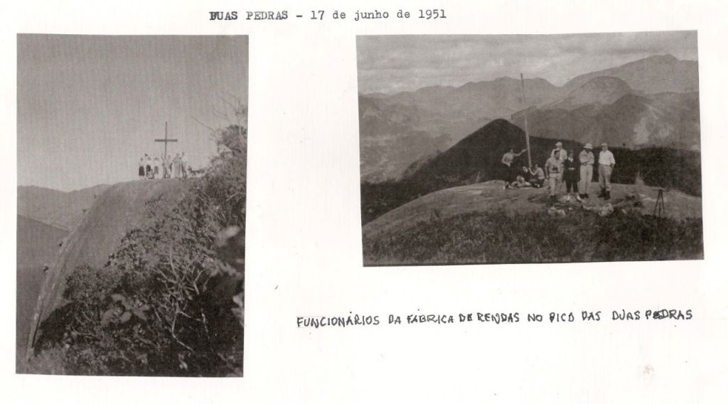 Monte da Santa Cruz e Morro da Santa Cruz em Nova Friburgo 8 Funcionarios da Rendas Arp no cume do Morro da Santa Cruz. Acervo Espaco Arp