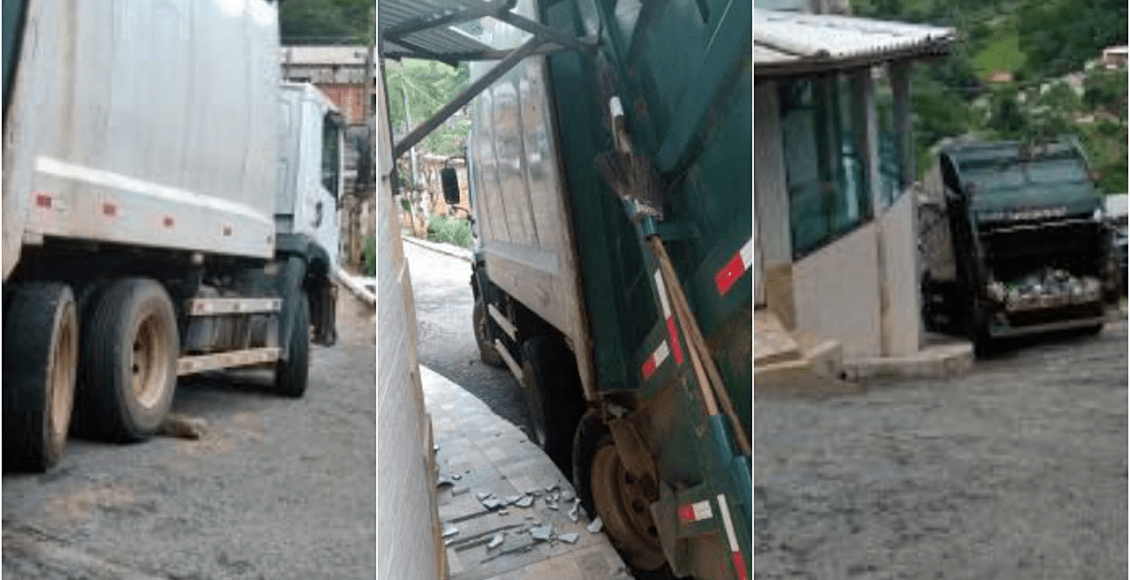 acidente com caminhão de lixo