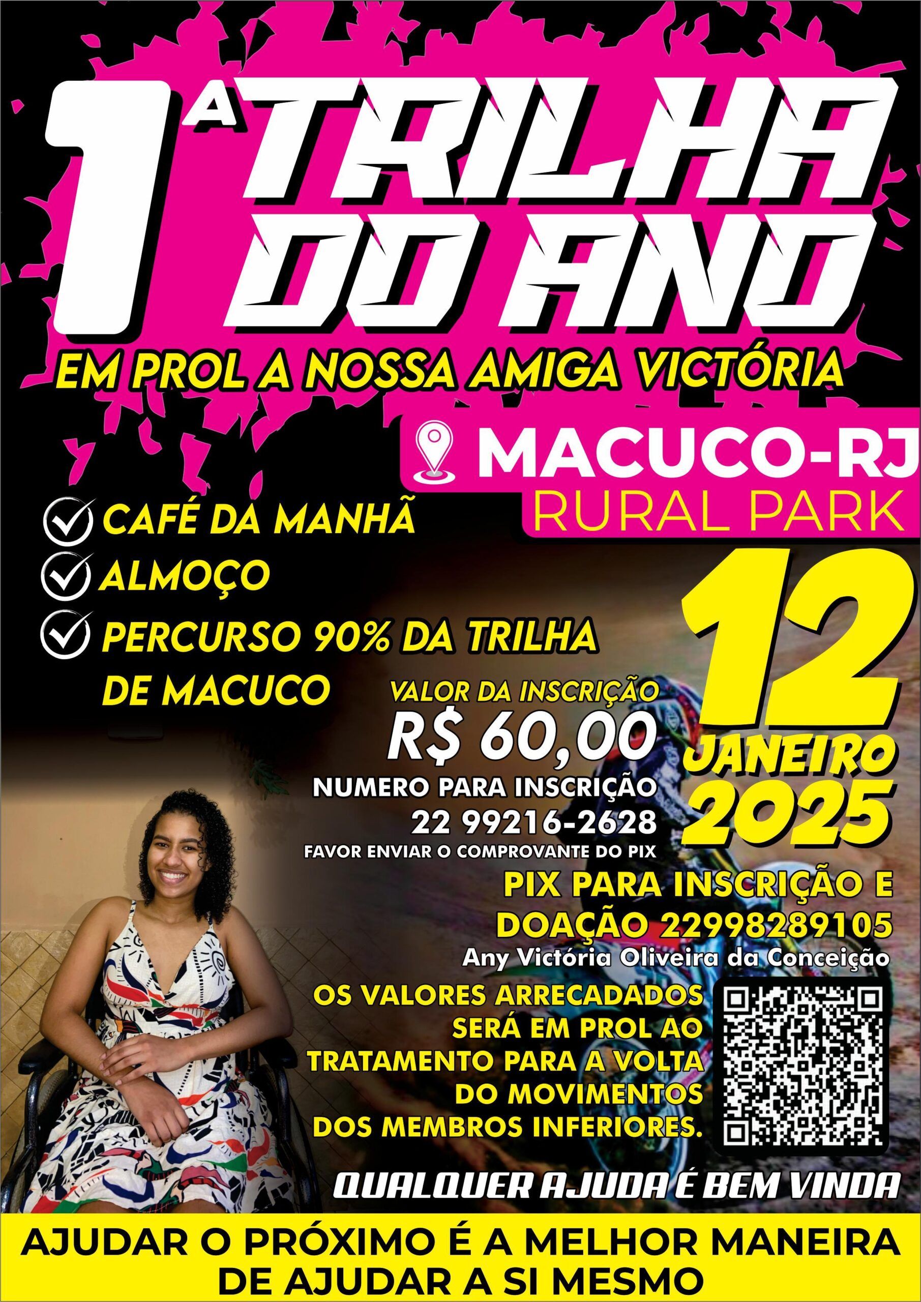 Trilha de motocross em Macuco mobiliza apoio à jovem vítima de acidente