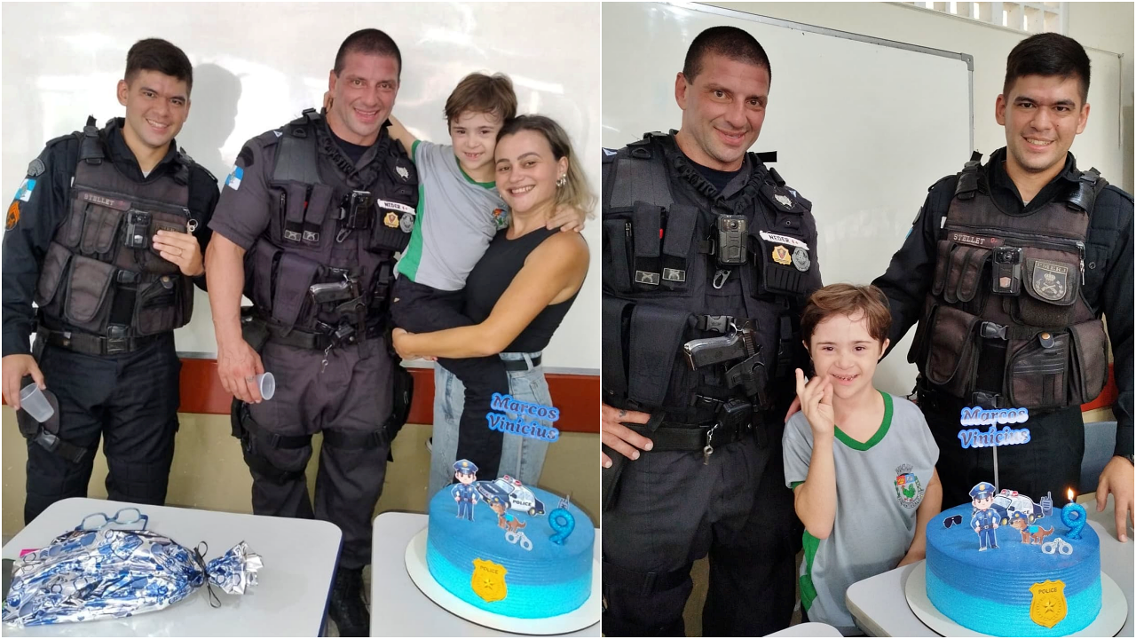 Marcos Vinícius recebe carinho da PM em seu aniversário em Cantagalo 1 macos vinicius
