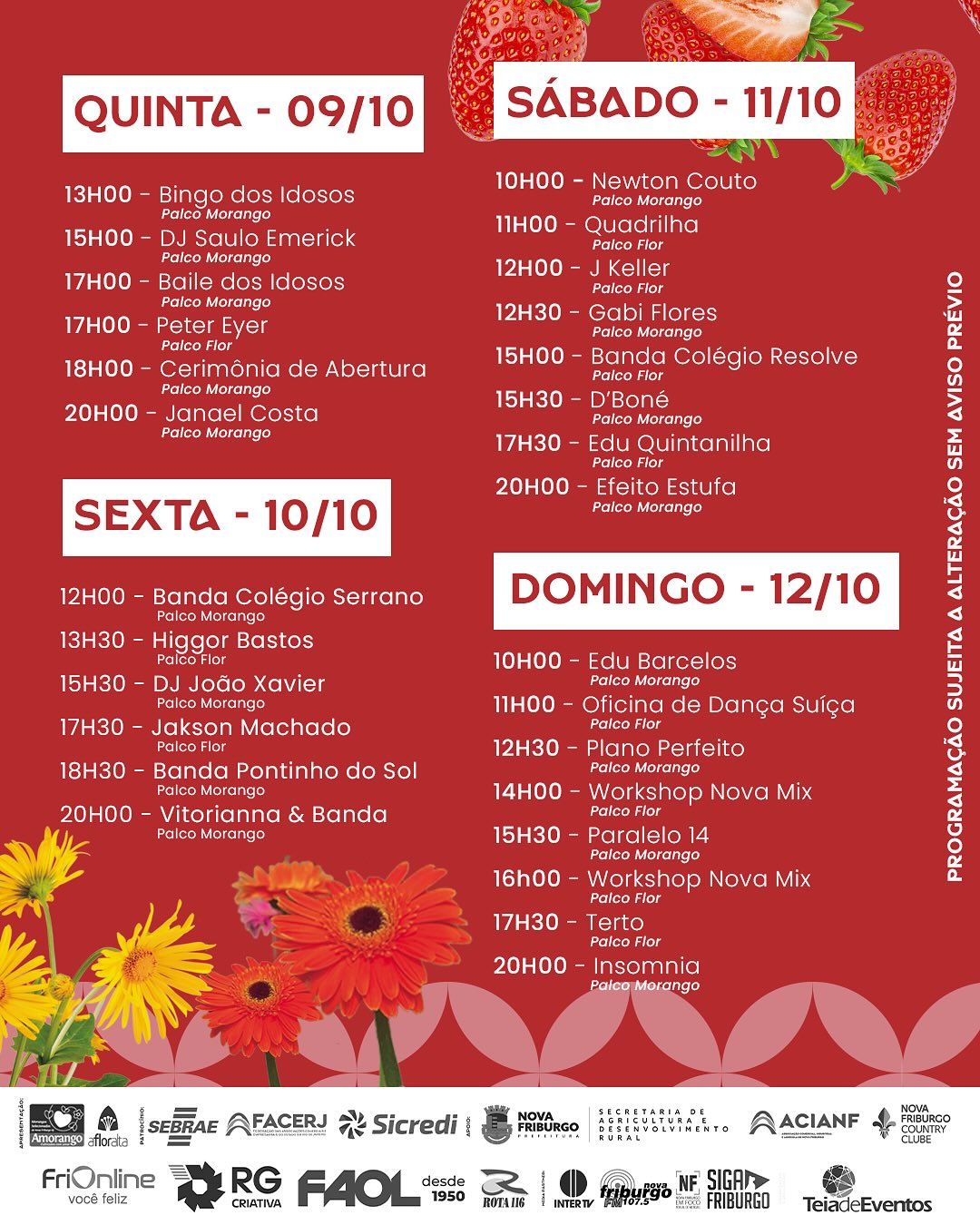 Festa do Morango com Chocolate e Festa da Flor movimentam Nova Friburgo esta semana 1 🎶 A espera acabou esta no ar a programacao oficial da Festa do Morango com Chocolate e da Fest