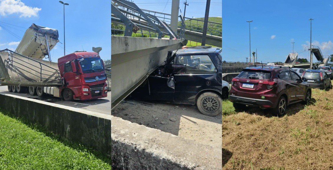 Passarela desaba e deixa uma pessoa morta na BR-116, em Magé