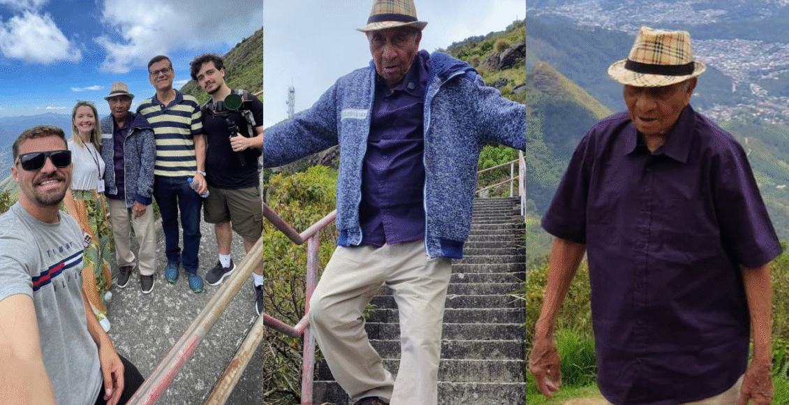 Friburgo: Aos 96 anos, idoso retorna à escadaria do Caledônia, que ajudou a construir