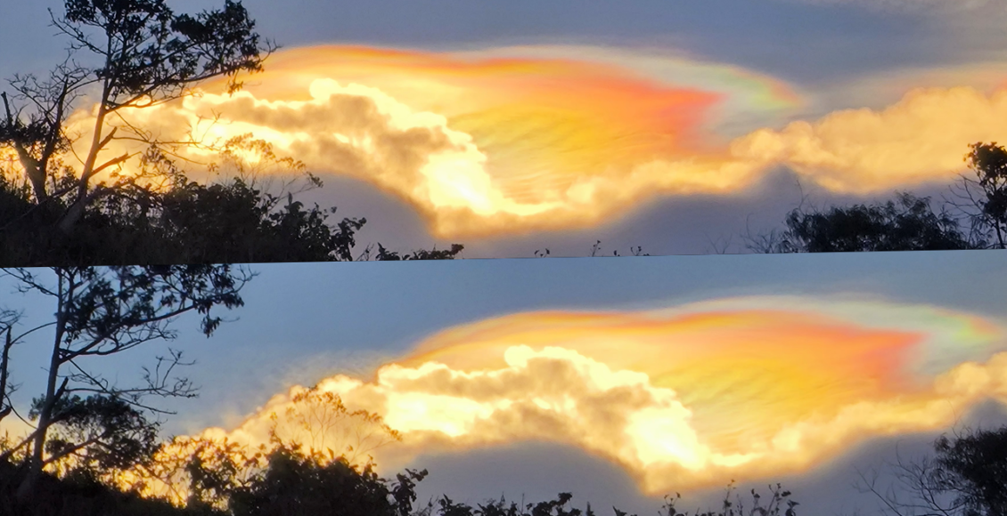 iridescência nas nuvens