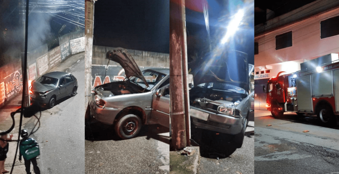 carro batido no poste